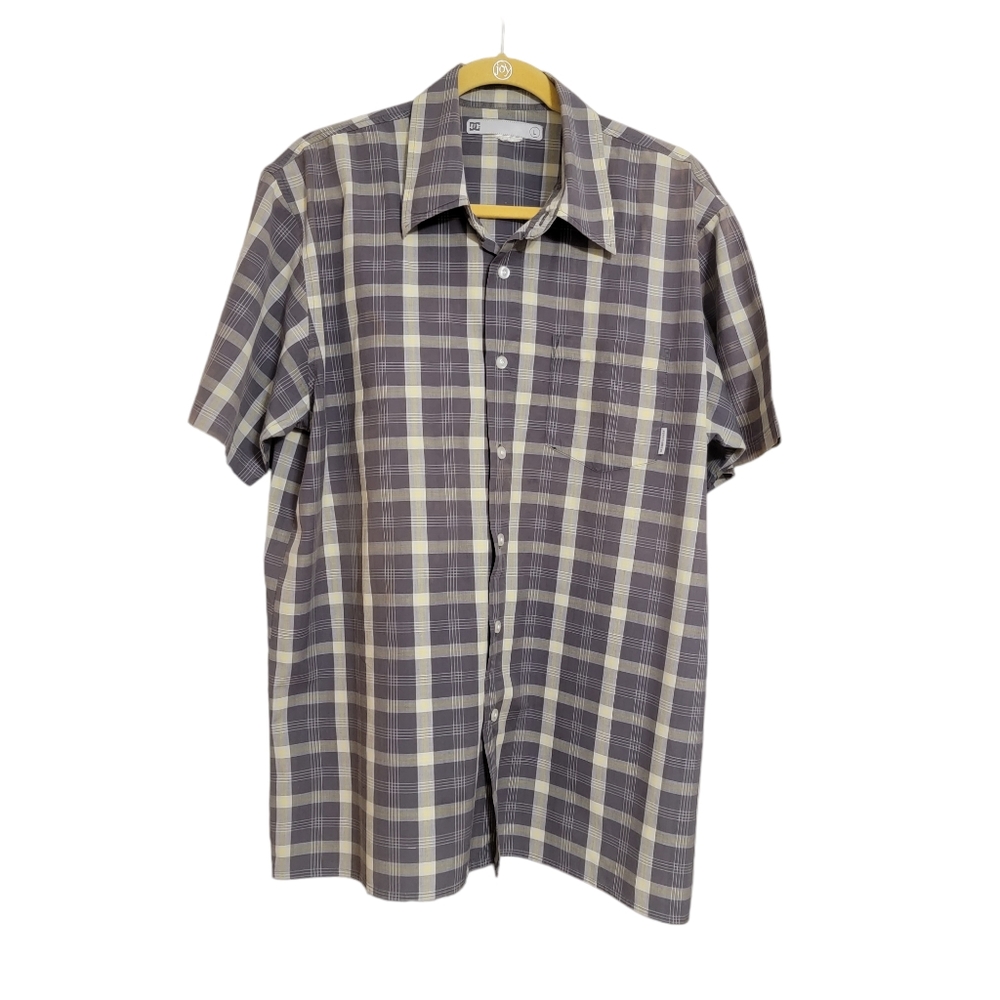 DCSHOECOUSA Men's Short Sleeve Shirt Plaid L